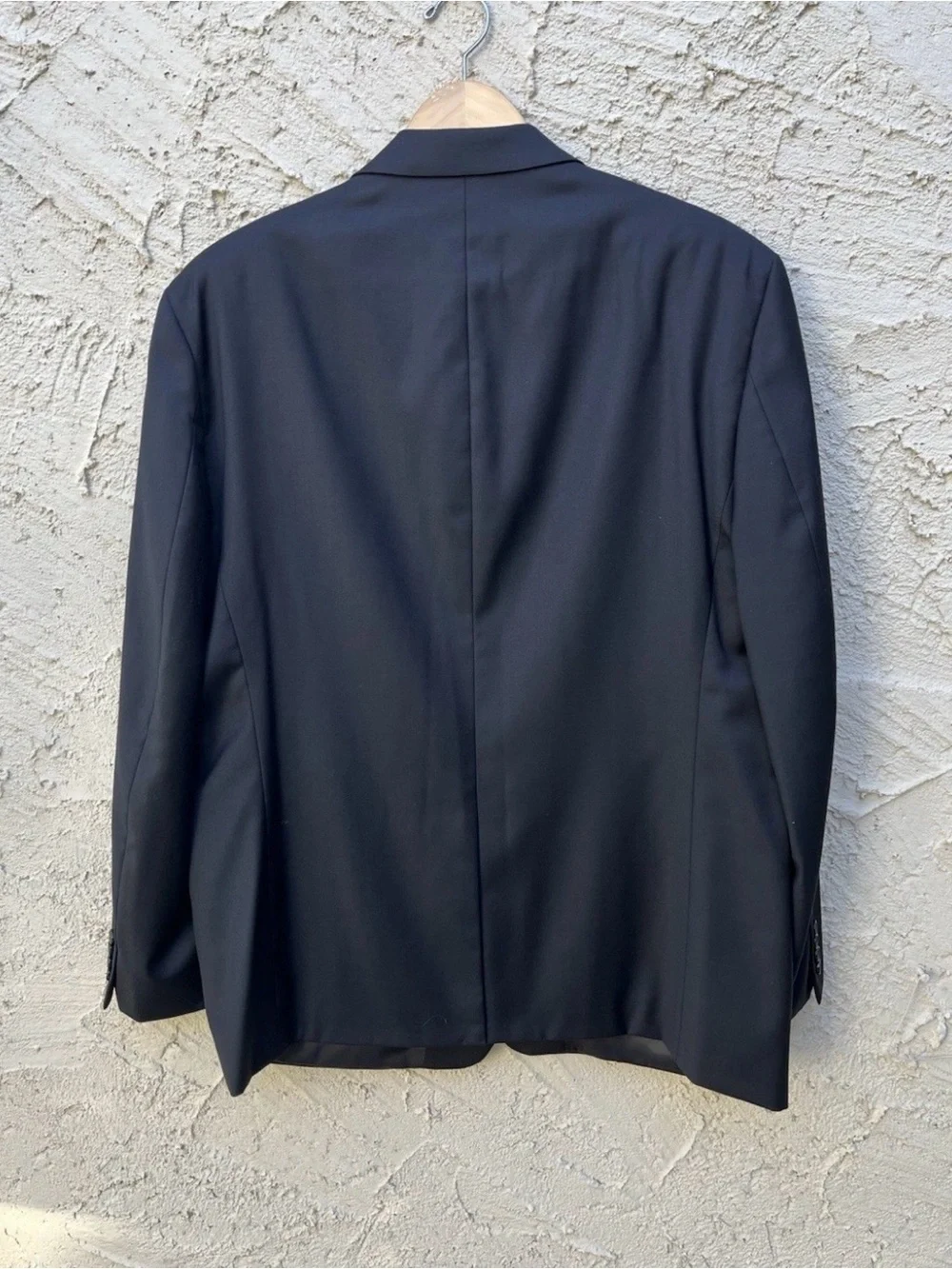Lauren Ralph Lauren Mens 48L 100% Wool Blazer Jacket Black Stretch